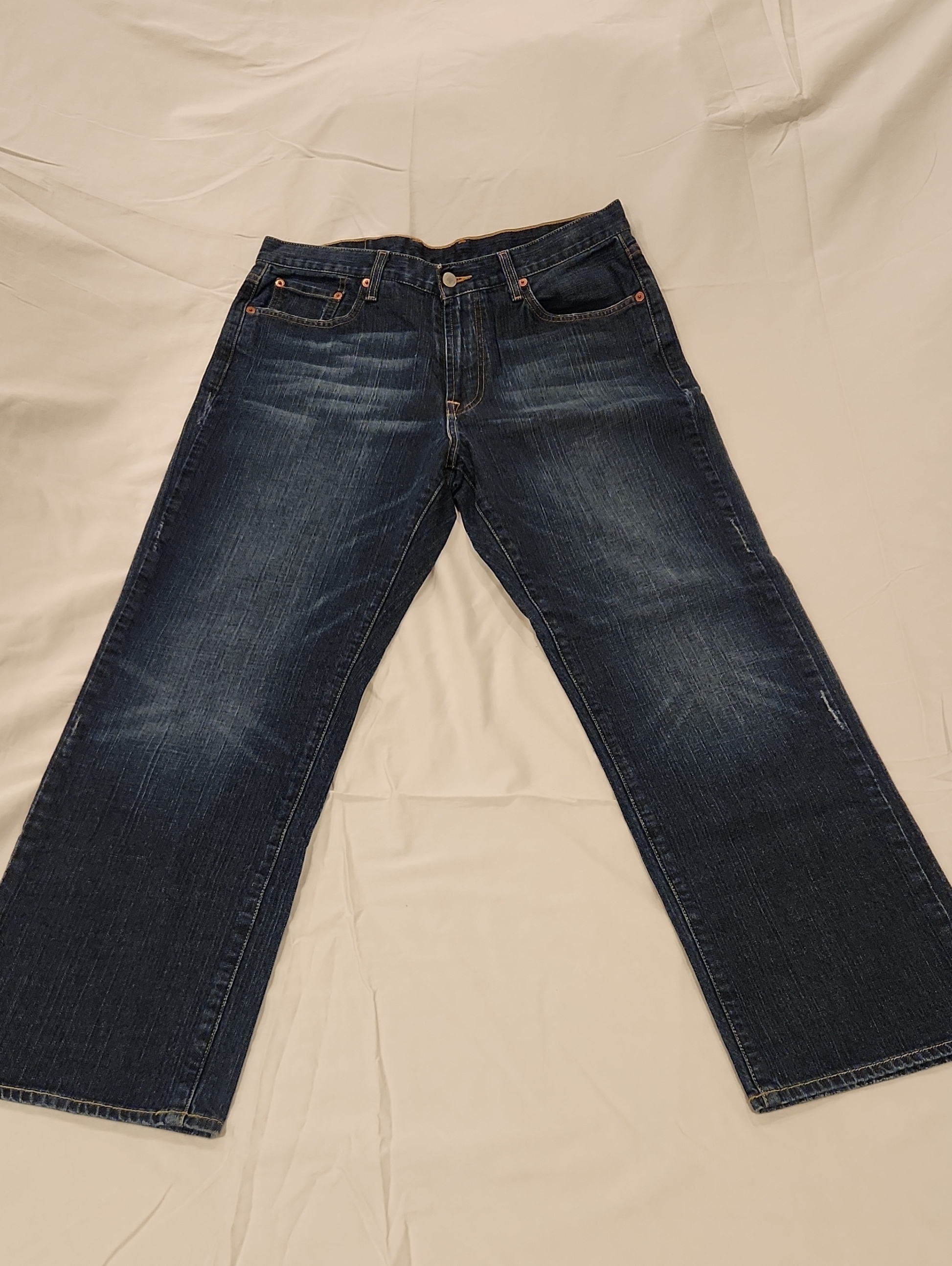 Mens 34 Lucky Brand Mens Dark Indigo Relaxed Bootcut Jeans